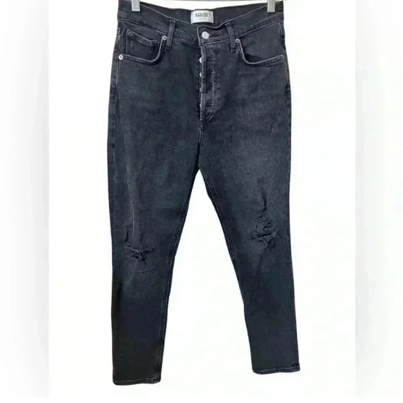 Agolde Denim - Agolde Jeans Nico Slim Fit Black Distressed High Rise
Jeans